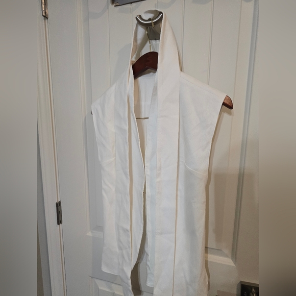 NWT Commense White Sleeveless Vest Top Blouse Tie Waist Belted Xs Old Money - Picture 7 of 10